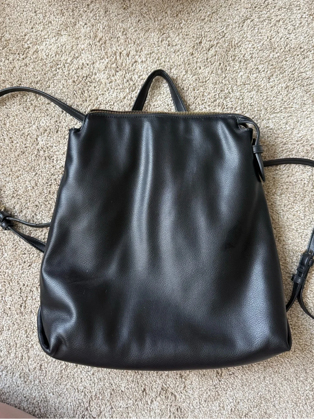 Sleek Black Leather Laptop Backpack